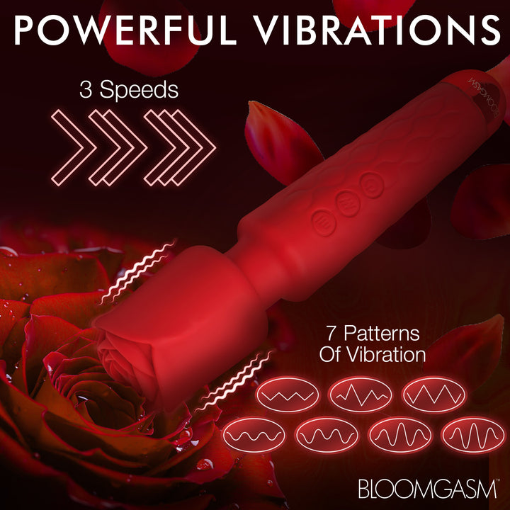 Deluxe Silicone Rose Wand Massager with Rose Attachment