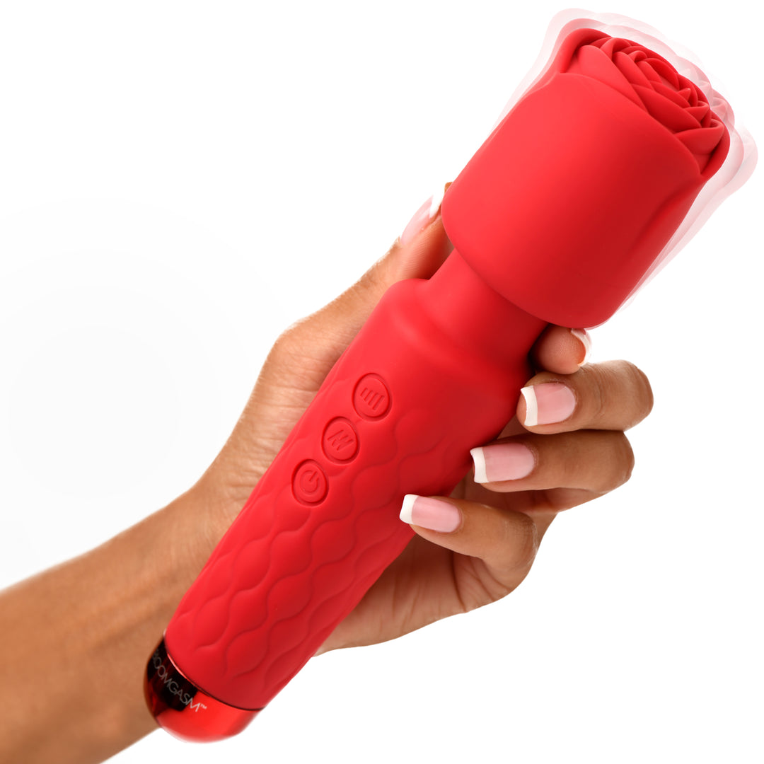 Deluxe Silicone Rose Wand Massager with Rose Attachment