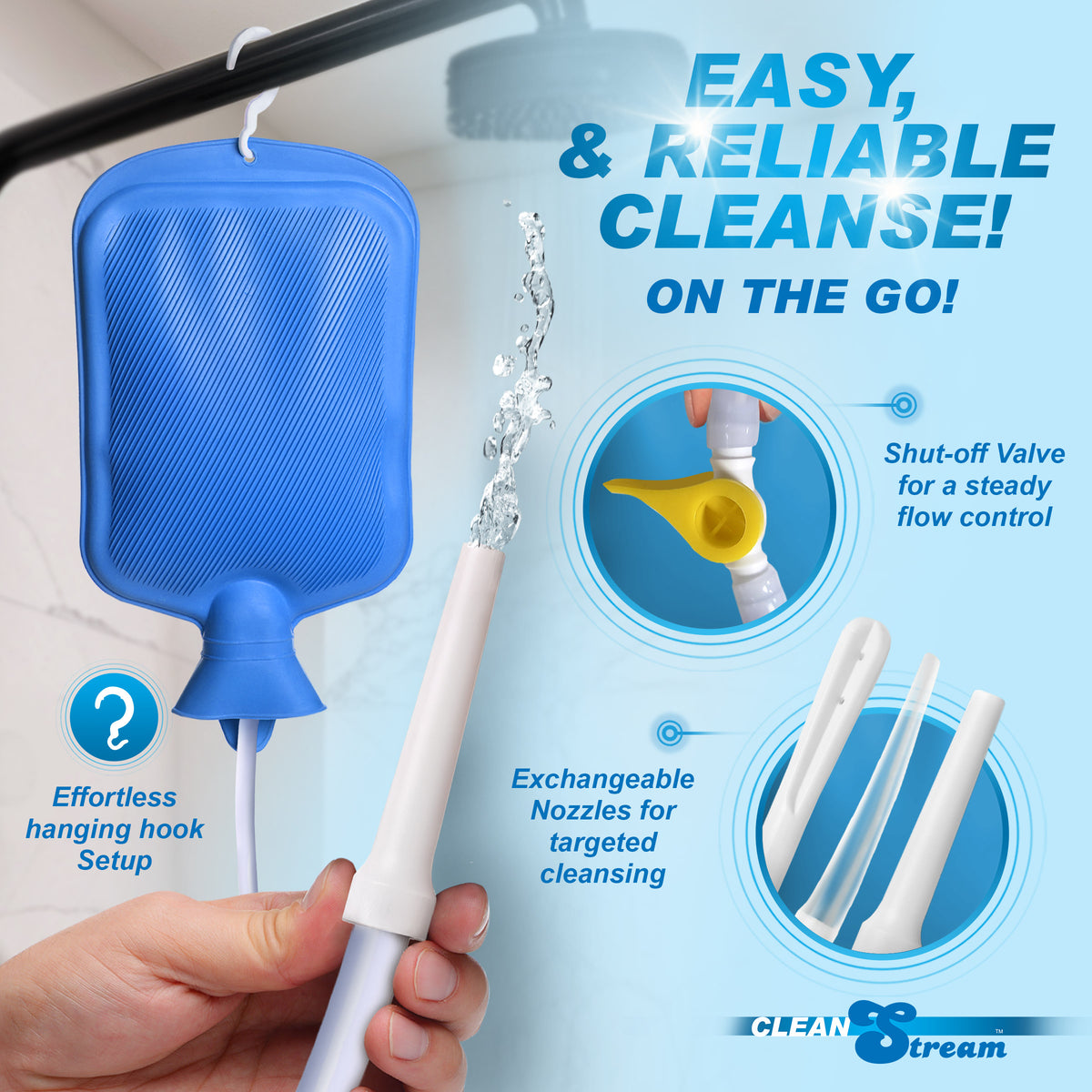 CleanStream Deluxe Shower Enema Bag Kit with 5 Tips