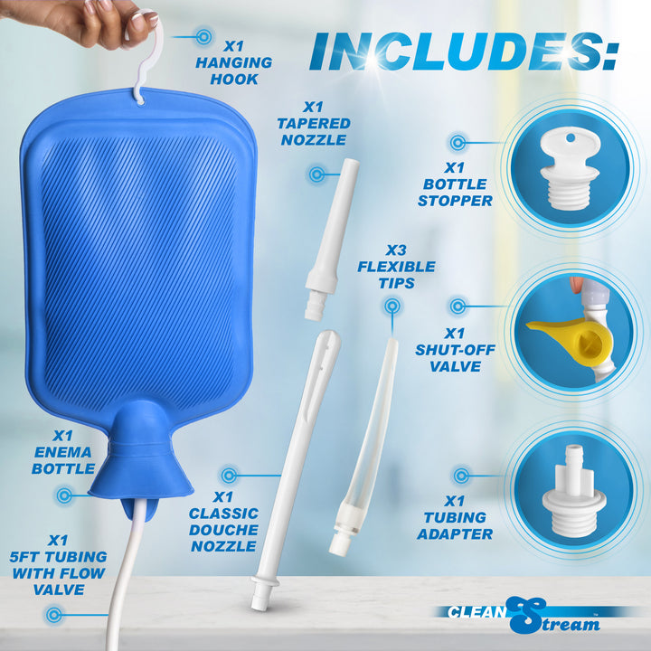 CleanStream Deluxe Shower Enema Bag Kit with 5 Tips