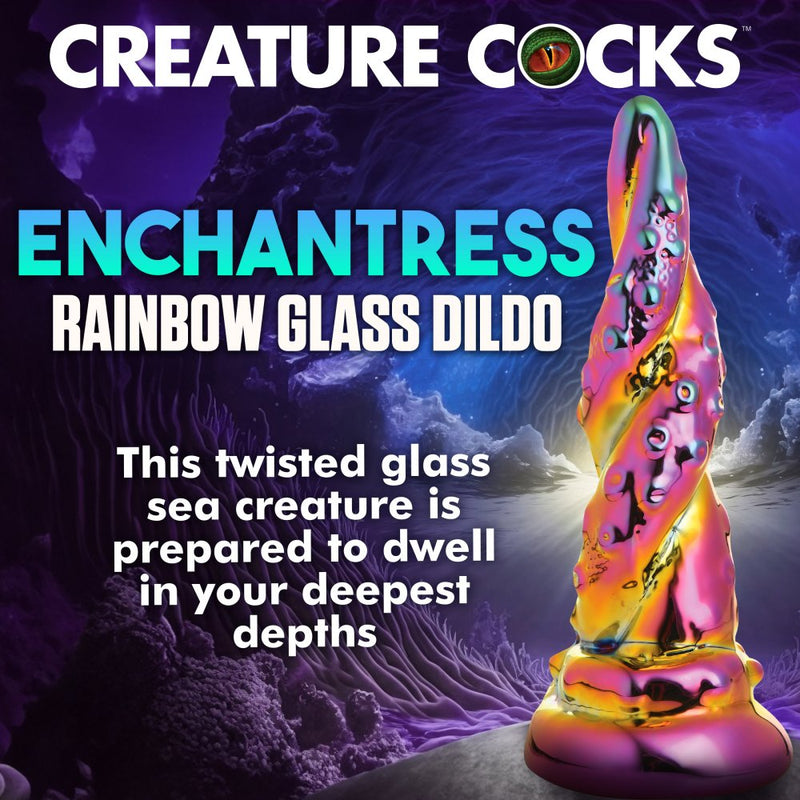 6.3 Inch Glass Tentacle Fantasy Dildo - Rainbow Color