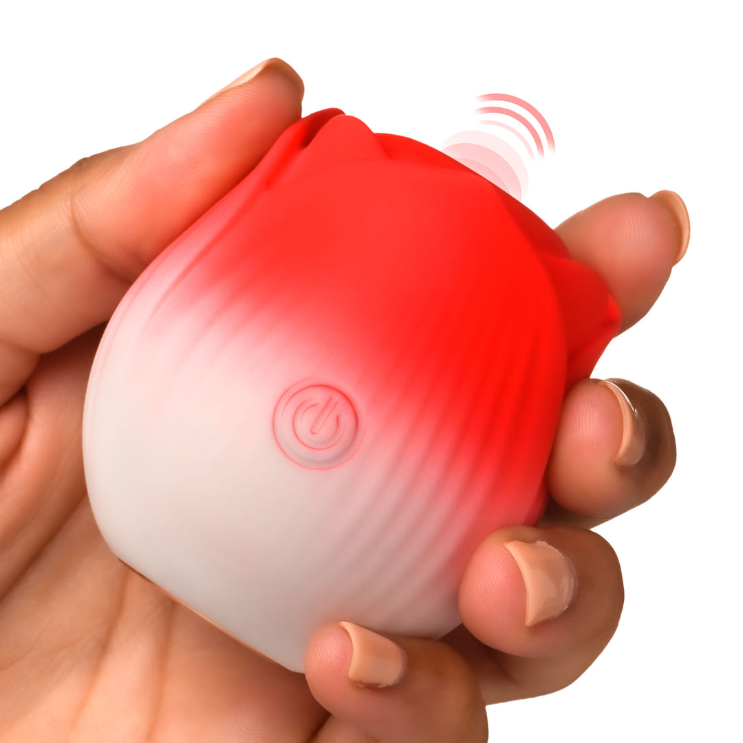 Pulsing Petals Throbbing Rose Clit Stimulator in Red