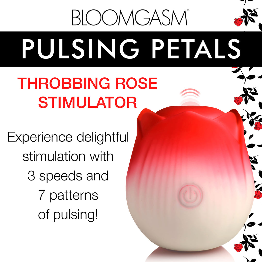 Pulsing Petals Throbbing Rose Clit Stimulator in Red