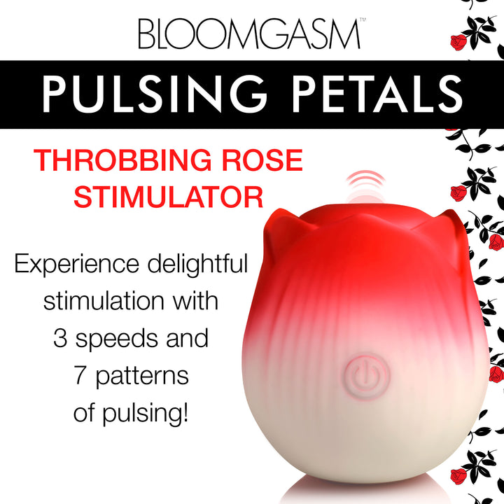 Pulsing Petals Throbbing Rose Clit Stimulator in Red
