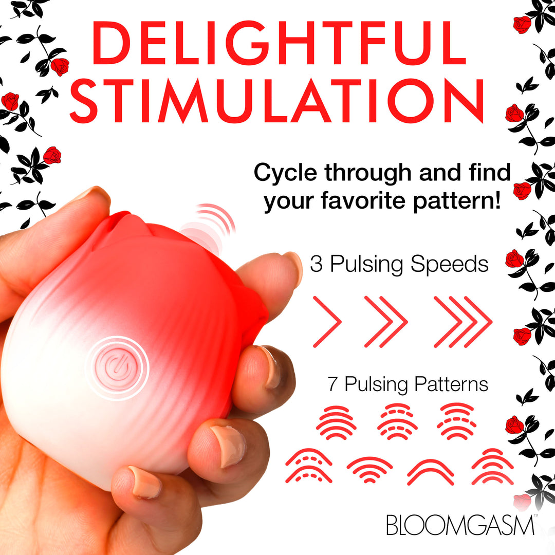 Pulsing Petals Throbbing Rose Clit Stimulator in Red