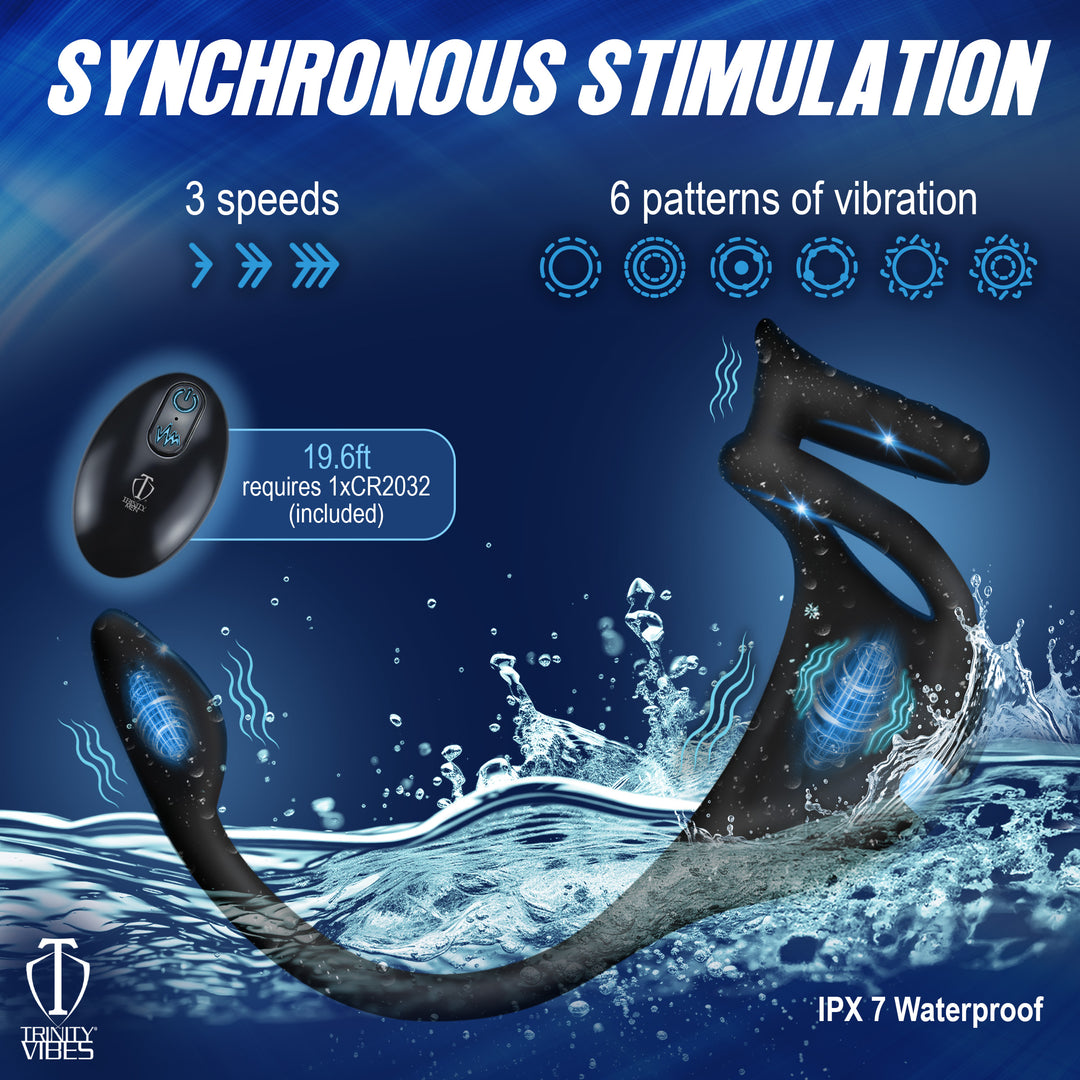 Vibrating Silicone Cock Ring and Anal Stimulator with Remote