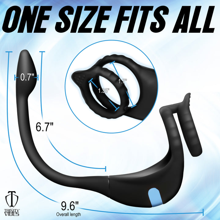 Vibrating Silicone Cock Ring and Anal Stimulator with Remote