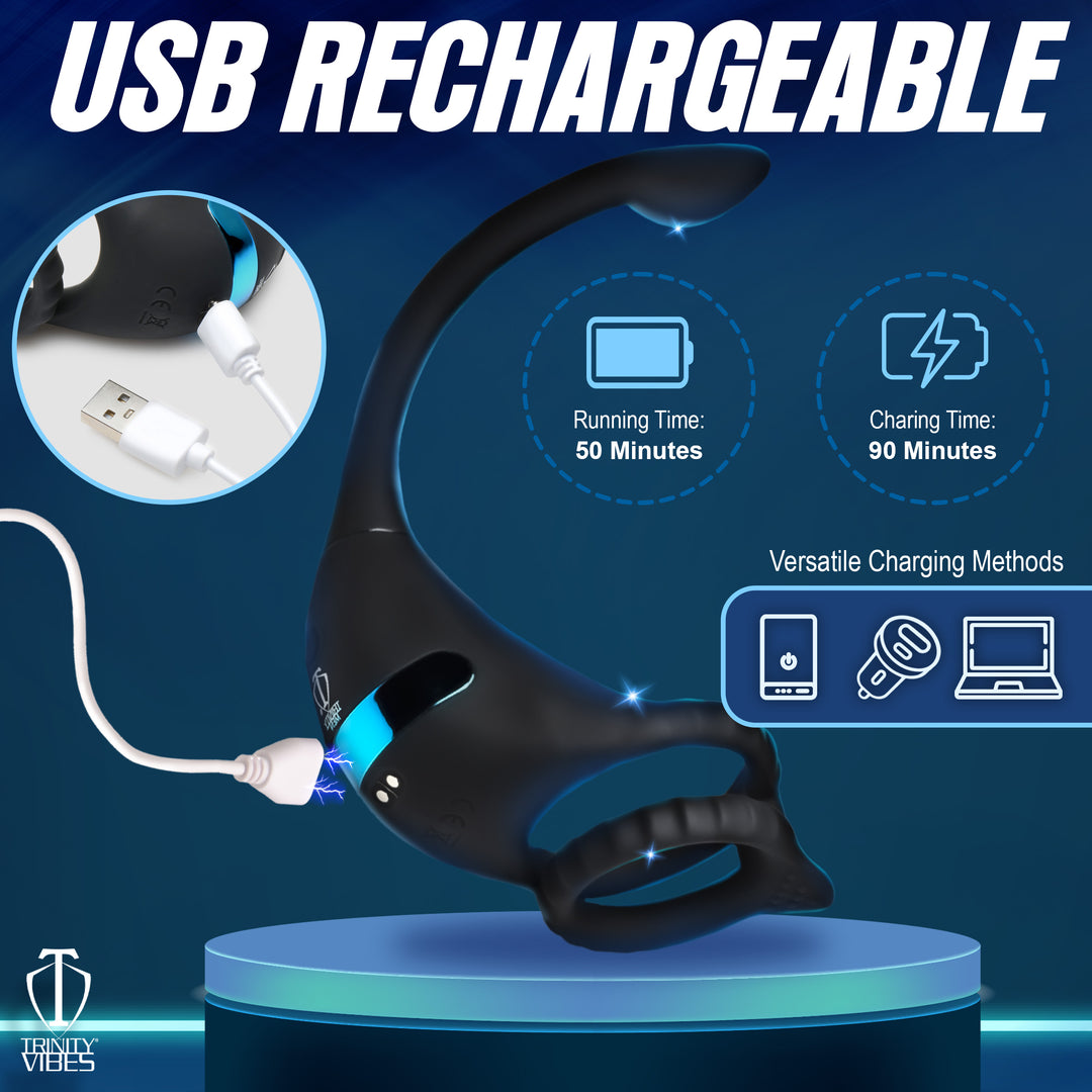 Vibrating Silicone Cock Ring and Anal Stimulator with Remote