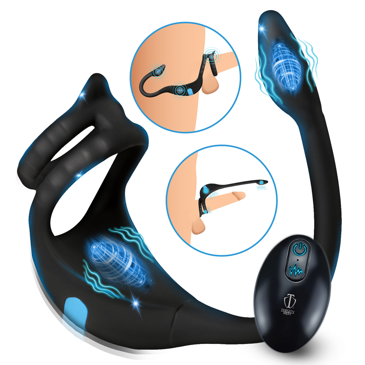 Vibrating Silicone Cock Ring and Anal Stimulator with Remote