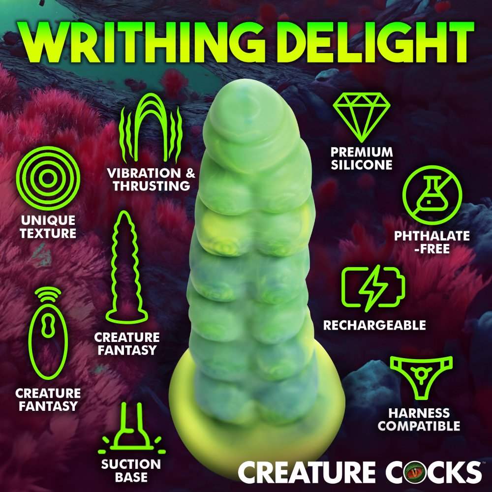 Squirmer 8.8 Inch Thrusting & Vibrating Monster Dildo w/ Suction Cup