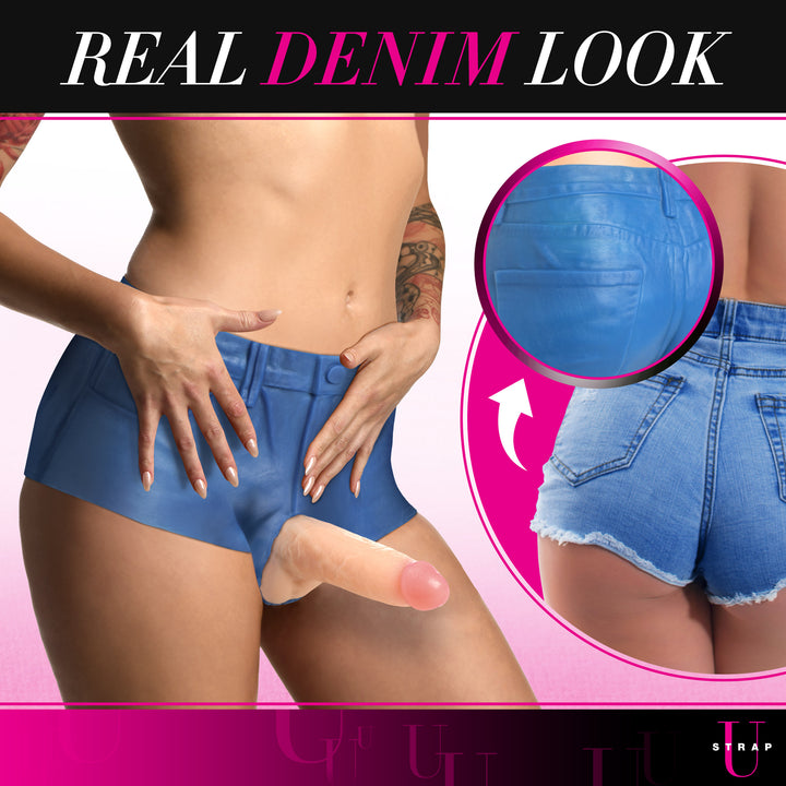 Booty Shorts Silicone Strap-On Harness with 6 Inch Dildo