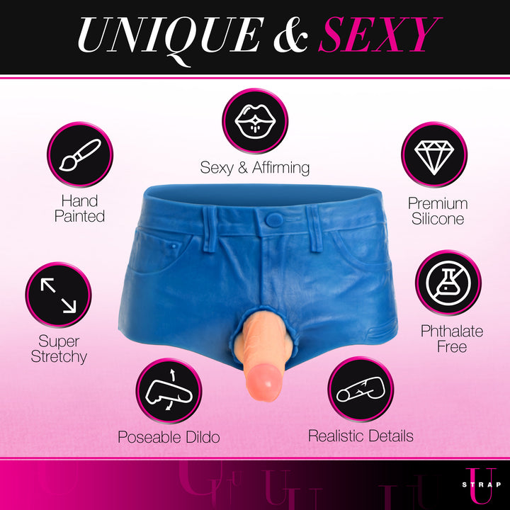 Booty Shorts Silicone Strap-On Harness with 6 Inch Dildo