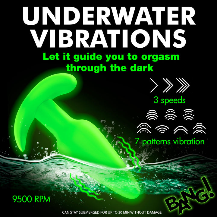 Bang! Glow-in-the-Dark Vibrating Silicone Butt Plug with Remote