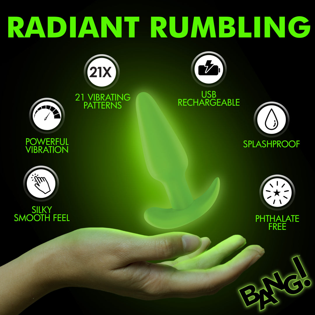 Bang! Glow-in-the-Dark Vibrating Silicone Butt Plug with Remote