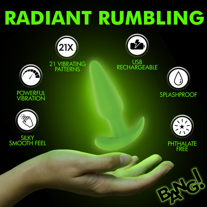 Bang! Glow-in-the-Dark Vibrating Silicone Butt Plug with Remote