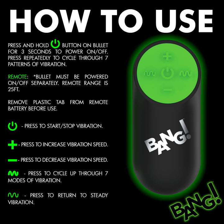 Bang! Glow-in-the-Dark Vibrating Silicone Butt Plug with Remote
