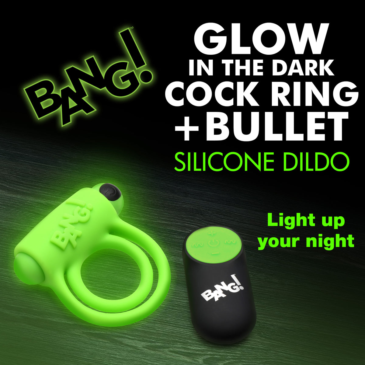 Bang! Glow-in-the-Dark Silicone Vibrating Cock Ring