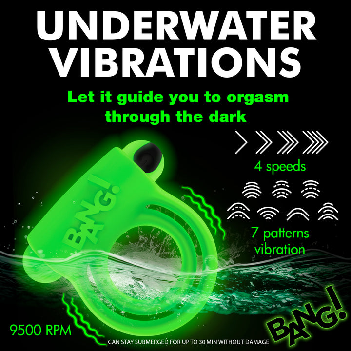 Bang! Glow-in-the-Dark Silicone Vibrating Cock Ring