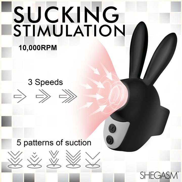 Sucky Bunny Finger-Held Suction Clit Stimulator in Black