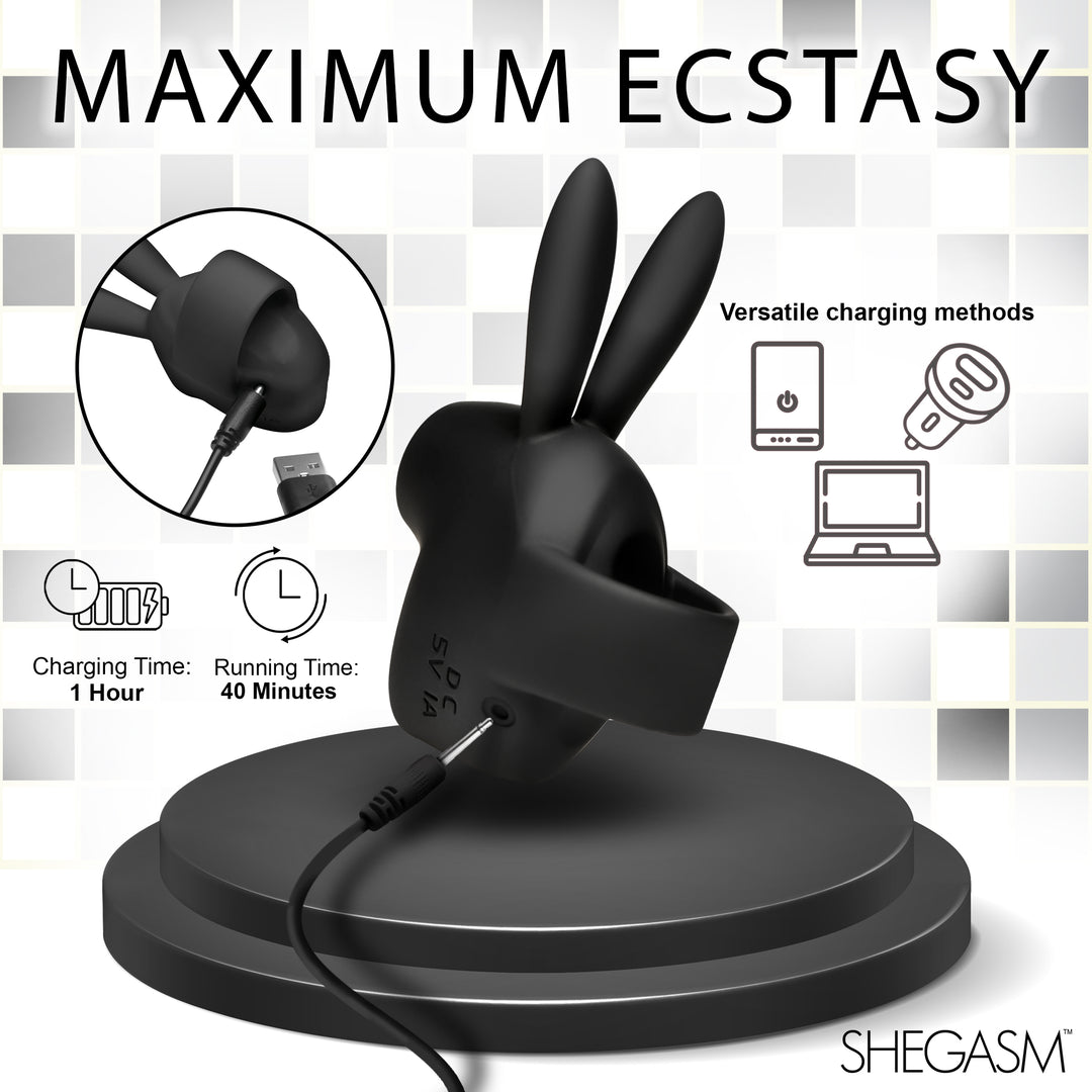 Sucky Bunny Finger-Held Suction Clit Stimulator in Black
