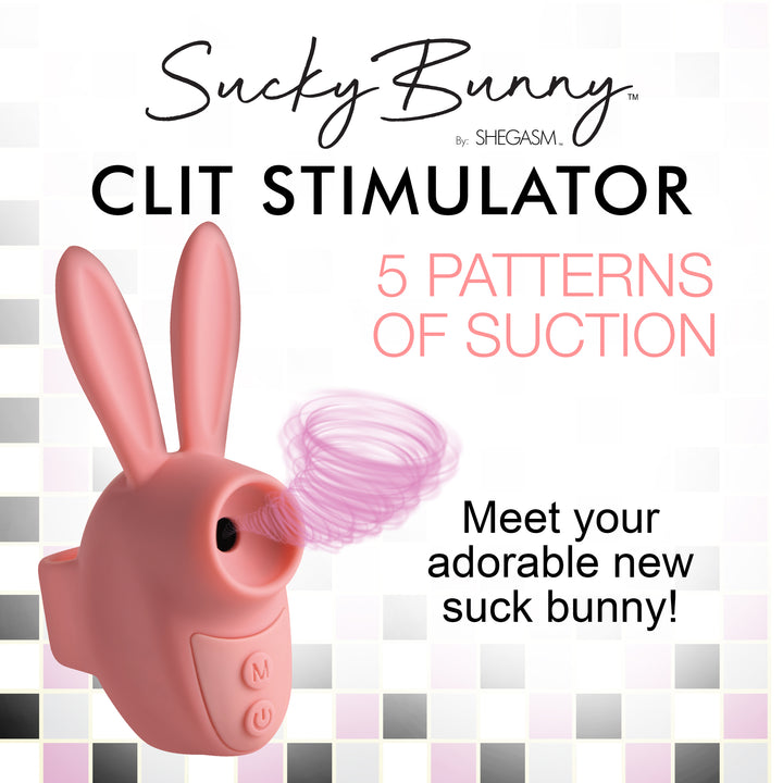 Sucky Bunny Finger-Held Suction Clit Stimulator in Pink
