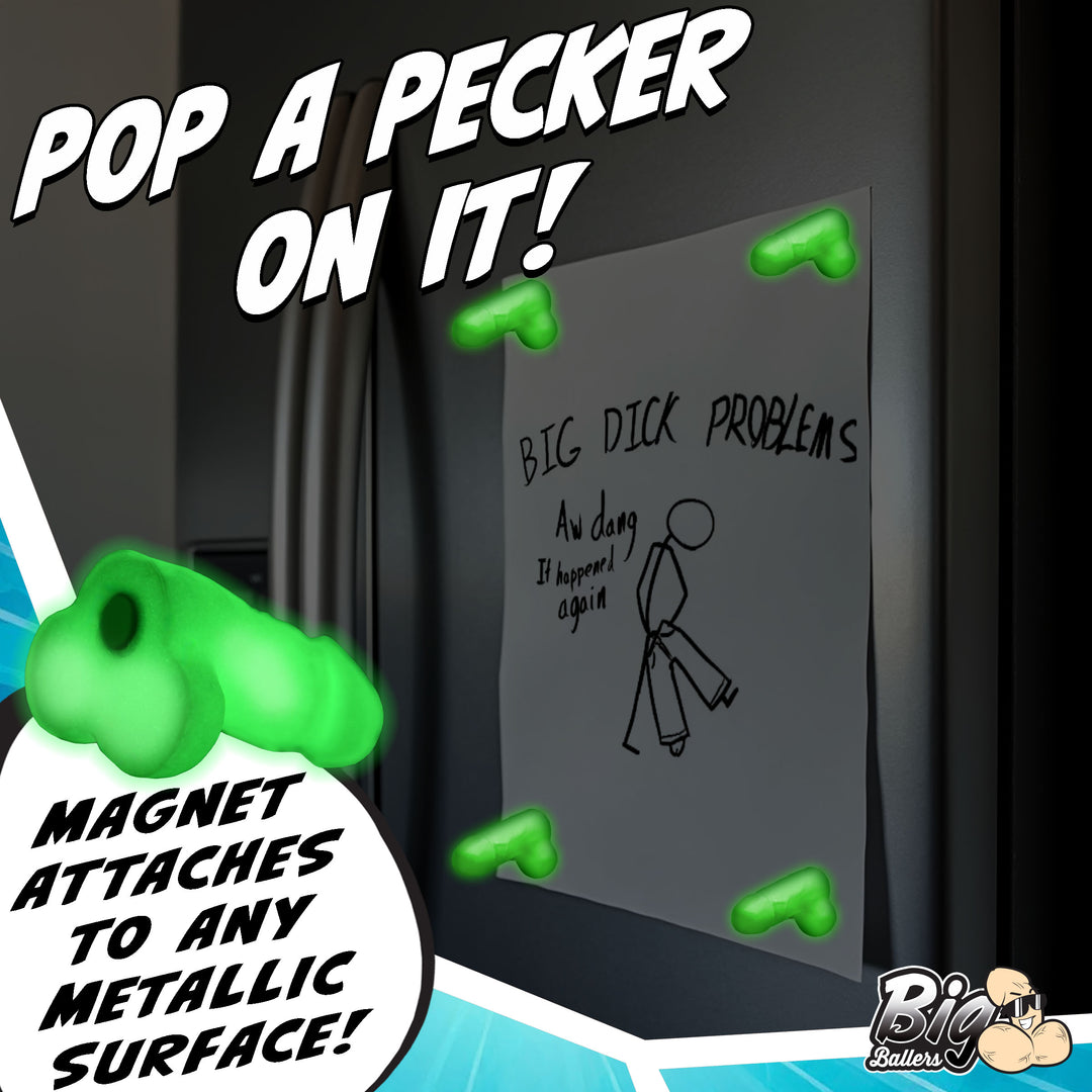 Glow-in-the-Dark Magnetic Snap-On Peckers Mini Dildo Set