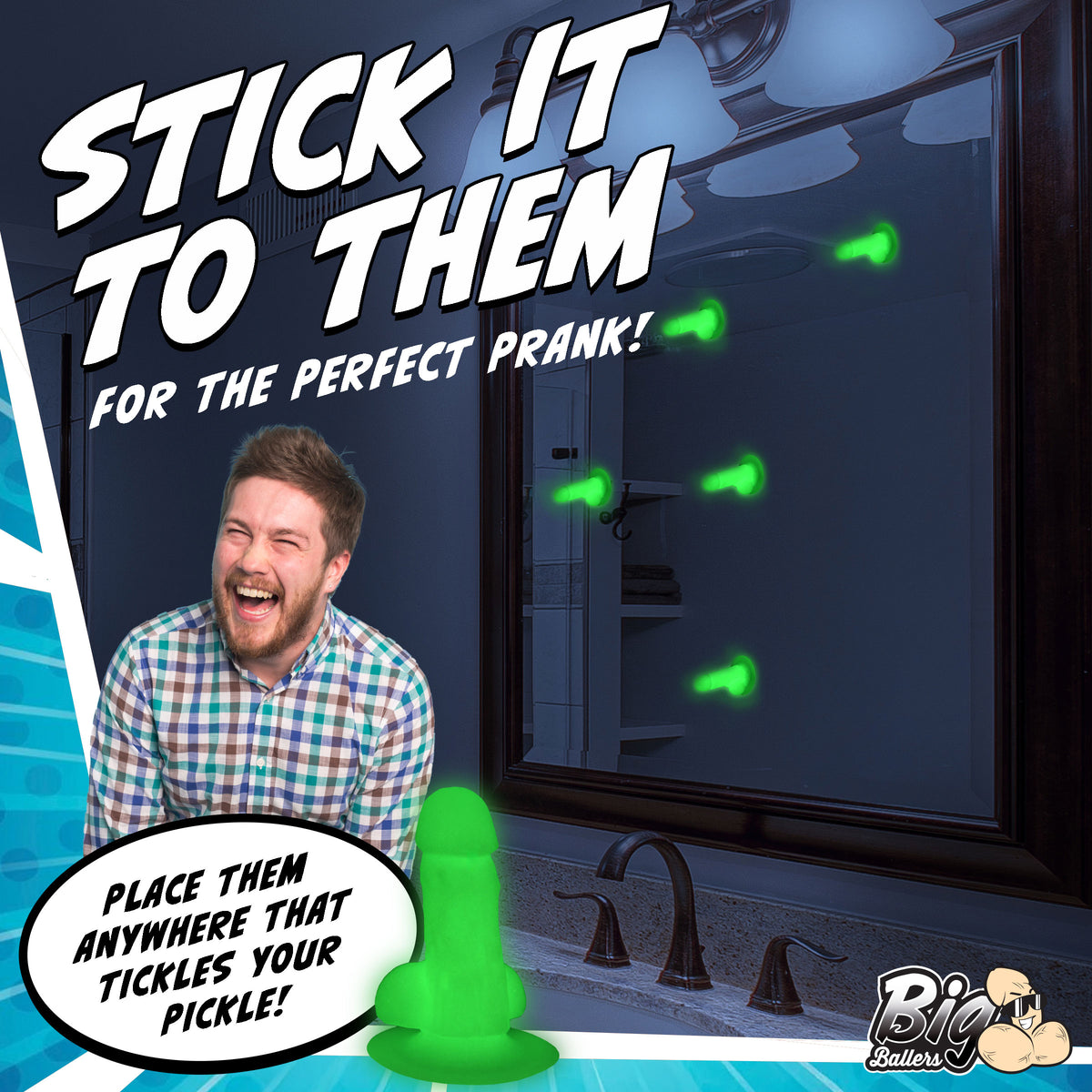 Glow-in-the-Dark Suction Snap-On Peckers Mini Dildo Set
