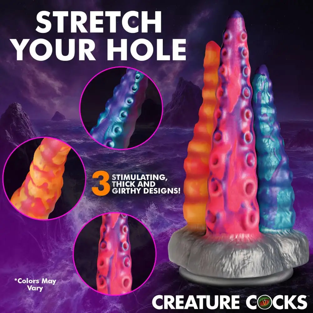 Tenta-Trio 8.8 Inch Silicone Tentacle Dildos w/ Suction Cup