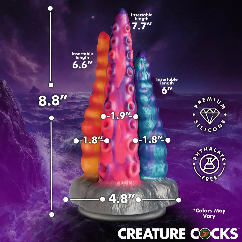 Tenta-Trio 8.8 Inch Silicone Tentacle Dildos w/ Suction Cup