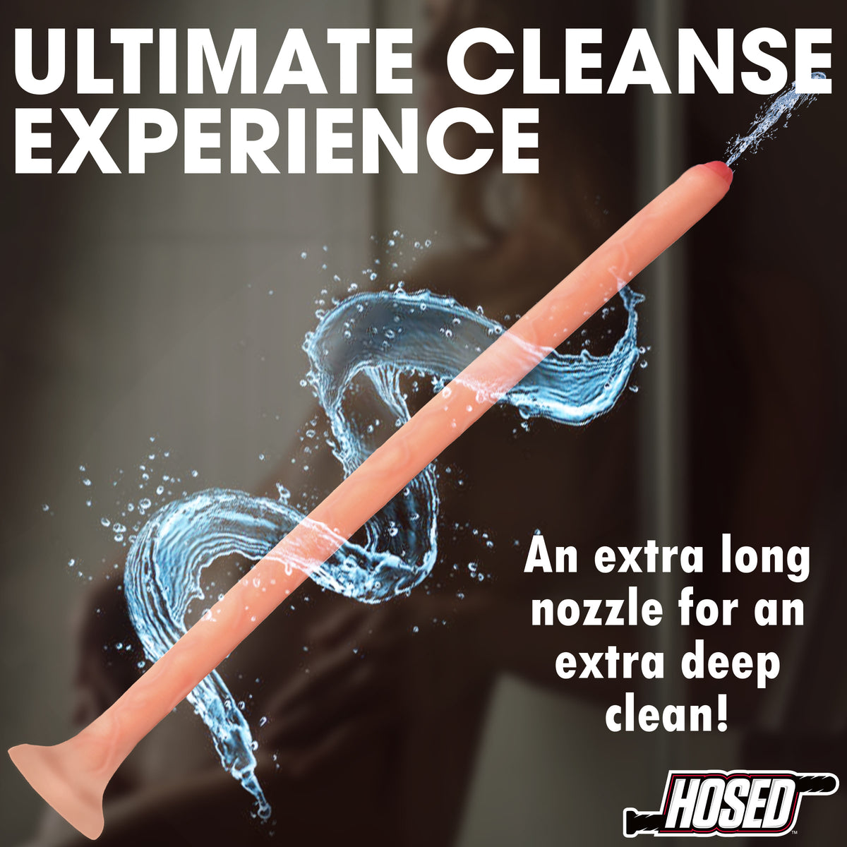 Hosed Slim Silicone Enema Hose Dildo, 19 Inch
