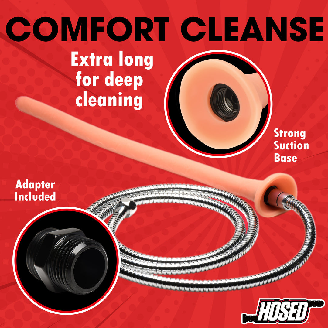 Hosed Slim Silicone Enema Hose Dildo, 19 Inch