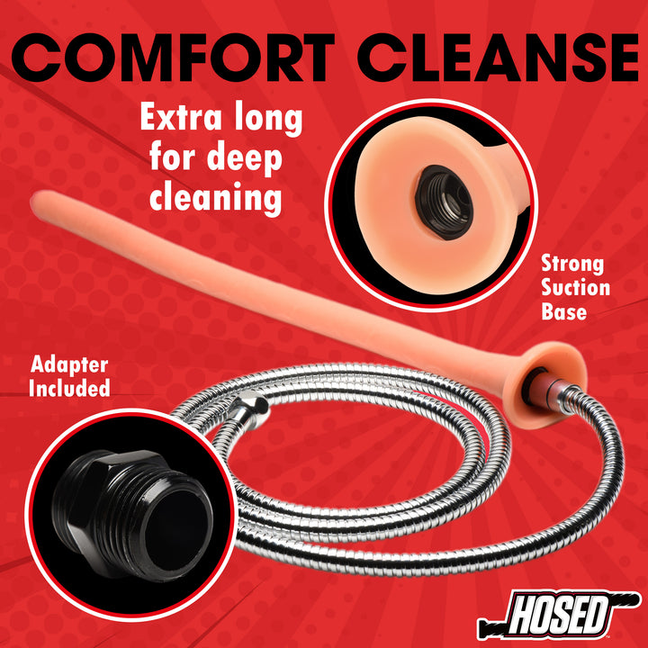Hosed Slim Silicone Enema Hose Dildo, 19 Inch