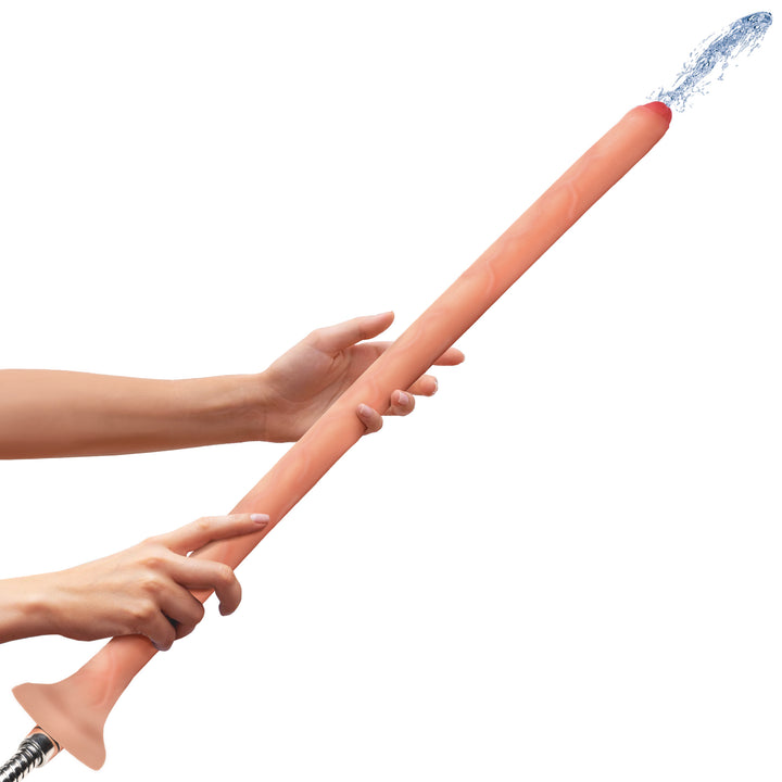 Hosed Slim Silicone Enema Hose Dildo, 19 Inch