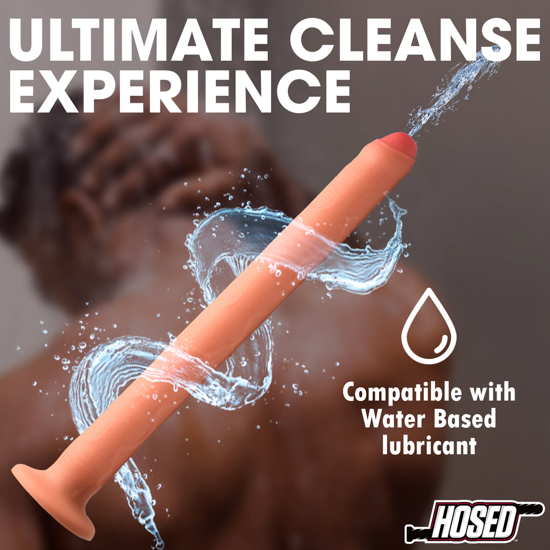Hosed Thick Silicone Enema Hose Dildo, 15 Inch