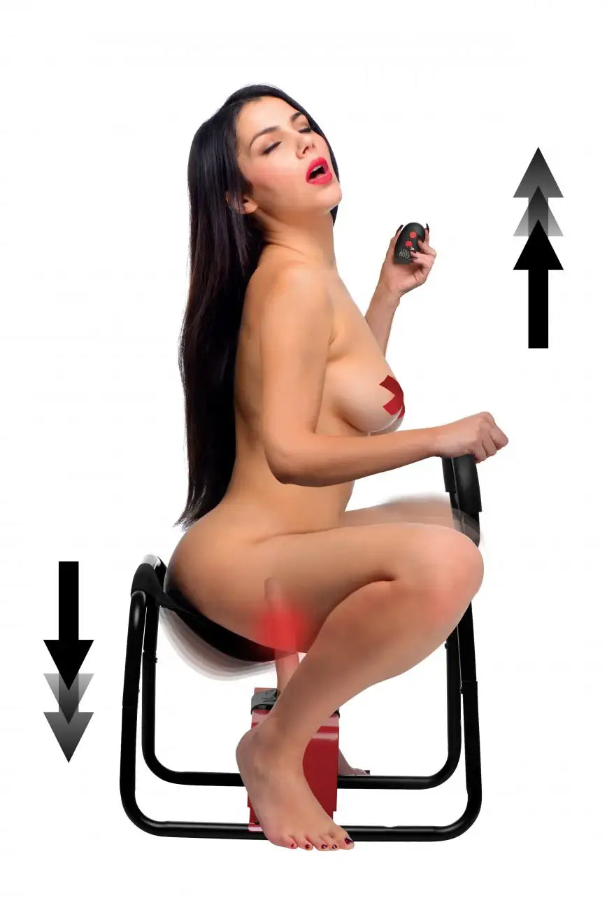 Bangin' Bench with Thrusting and Vibrating Dildo - shown on model