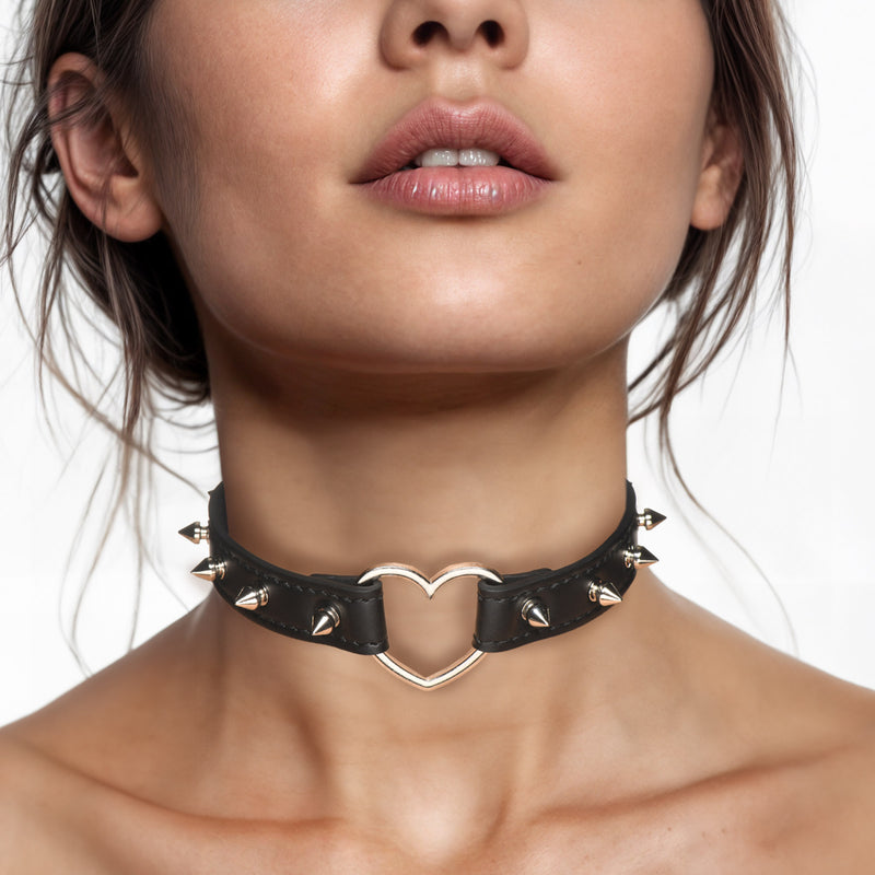 Spiked Heart Choker | Black or Pink