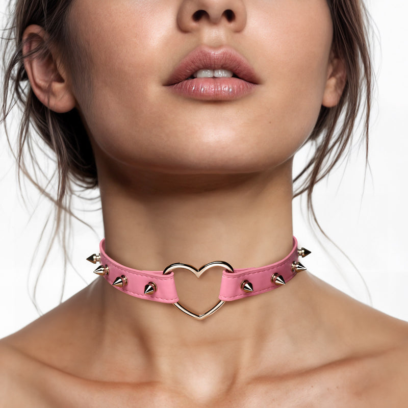 Spiked Heart Choker | Black or Pink