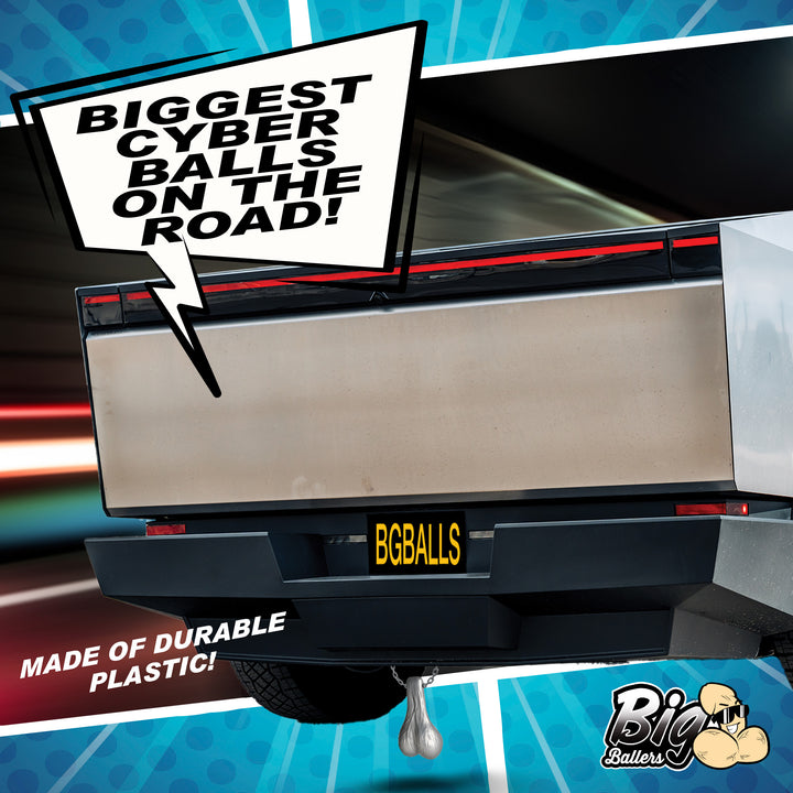 Big Ballers Large Truck Nuts Novelty Hitch Decoration in Cyber