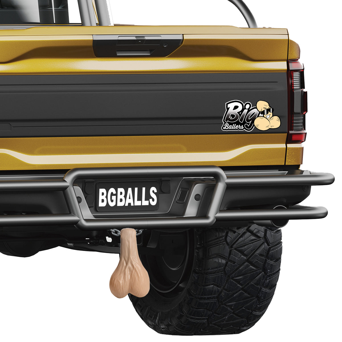 Big Ballers Large Truck Nuts Novelty Hitch Decoration in Light