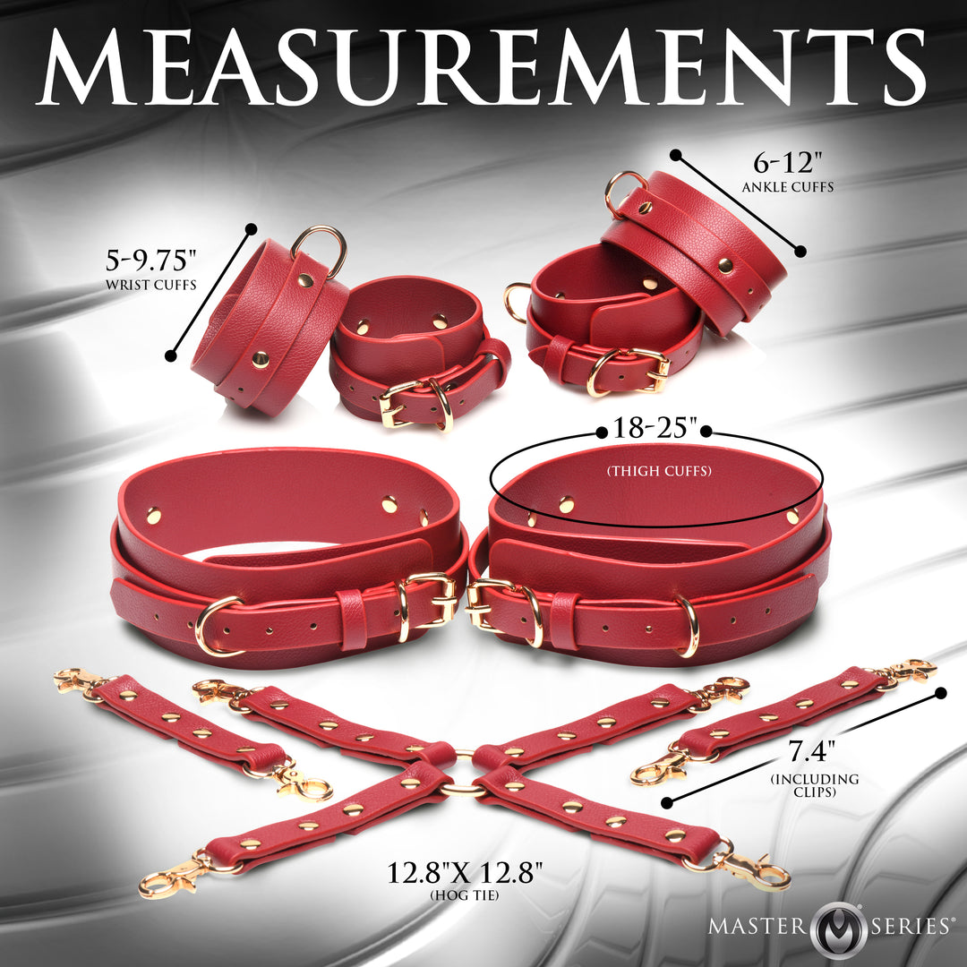 Crimson Captive Thigh, Wrist and Ankle Hog Tie Restraints