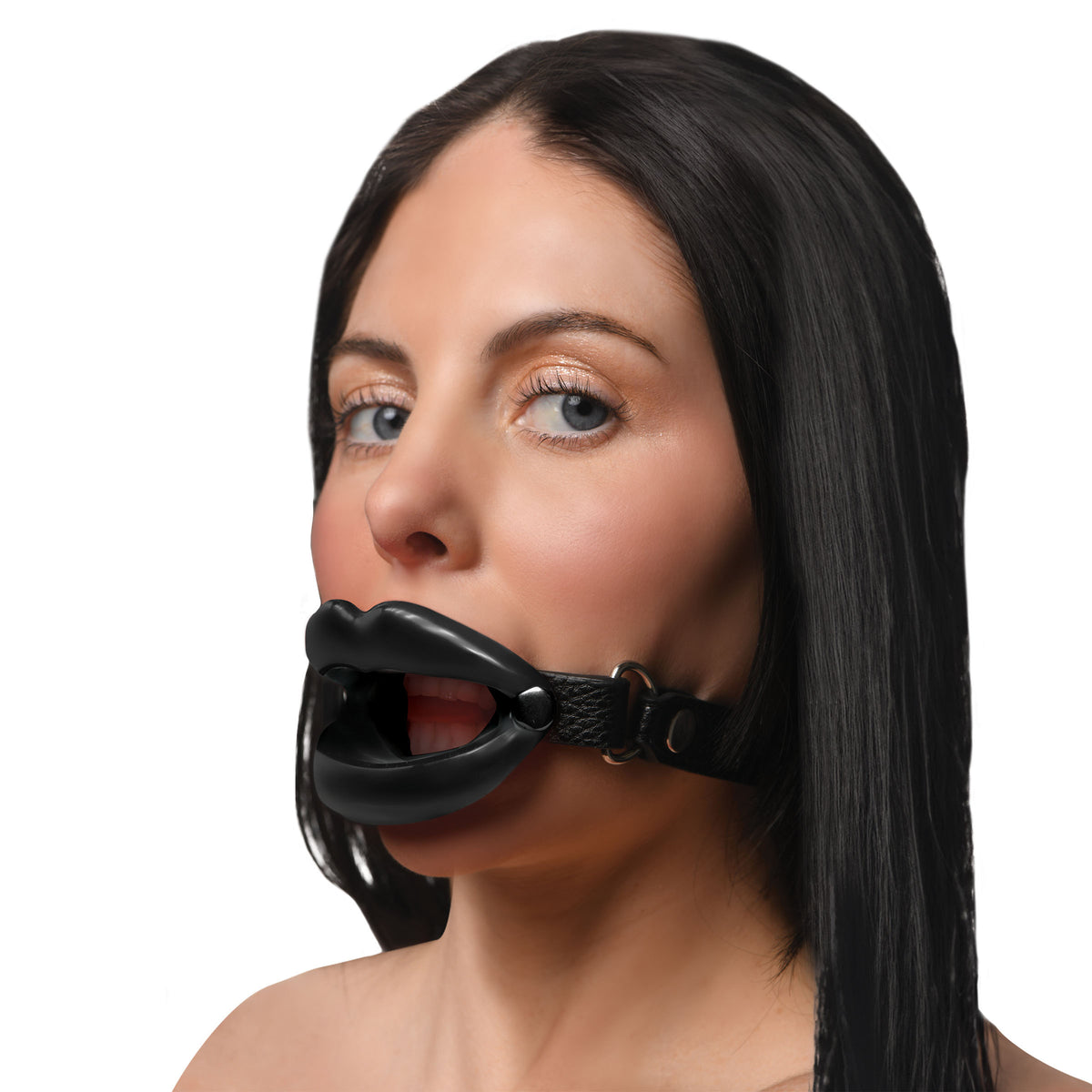 Juicy Lips Silicone Open Mouth Gag in Black