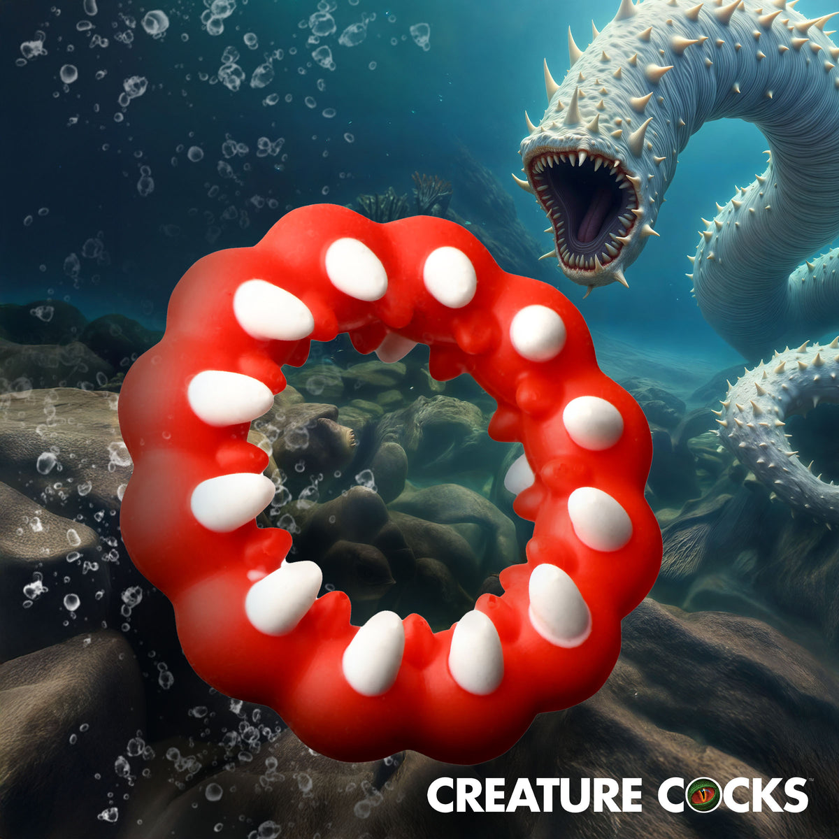 Fangs Silicone Cock Ring with Textured Nubs