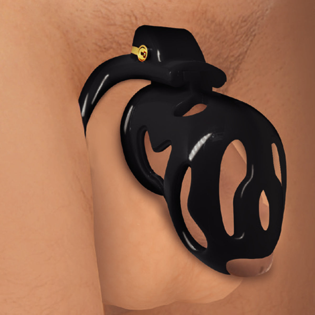 Hard Stop Plastic Chastity Cage with 4 Rings