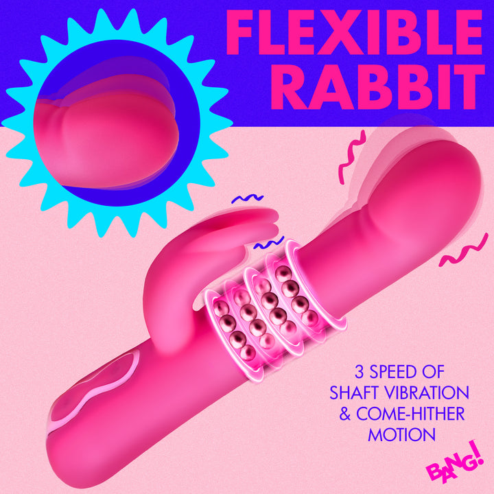Bang! Come-Hither Beaded Silicone Rabbit Vibrator