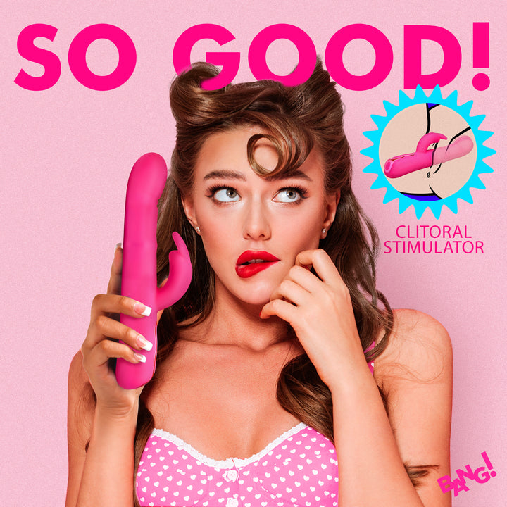 Bang! Come-Hither Beaded Silicone Rabbit Vibrator