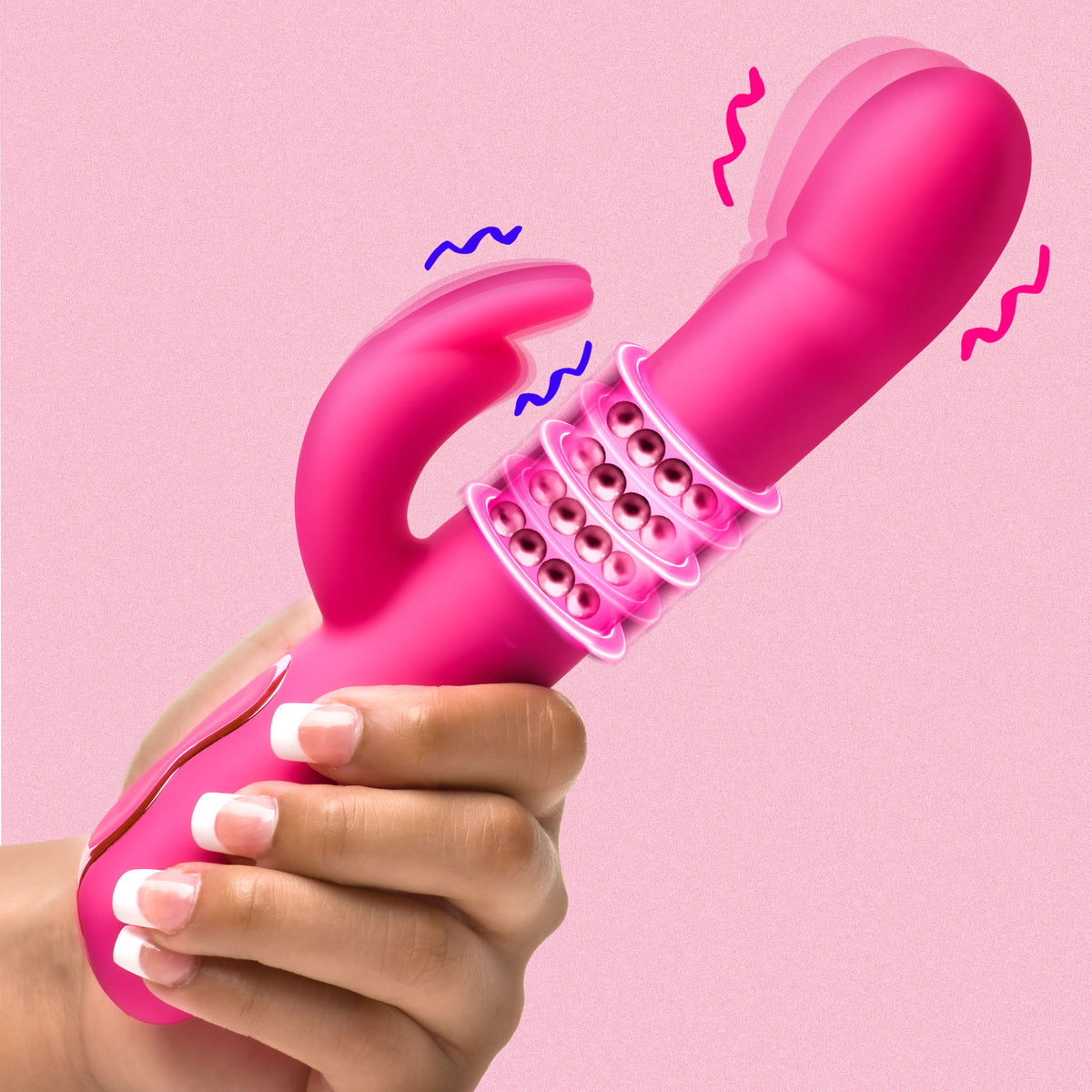 Bang! Come-Hither Beaded Silicone Rabbit Vibrator