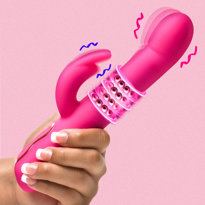 Bang! Come-Hither Beaded Silicone Rabbit Vibrator