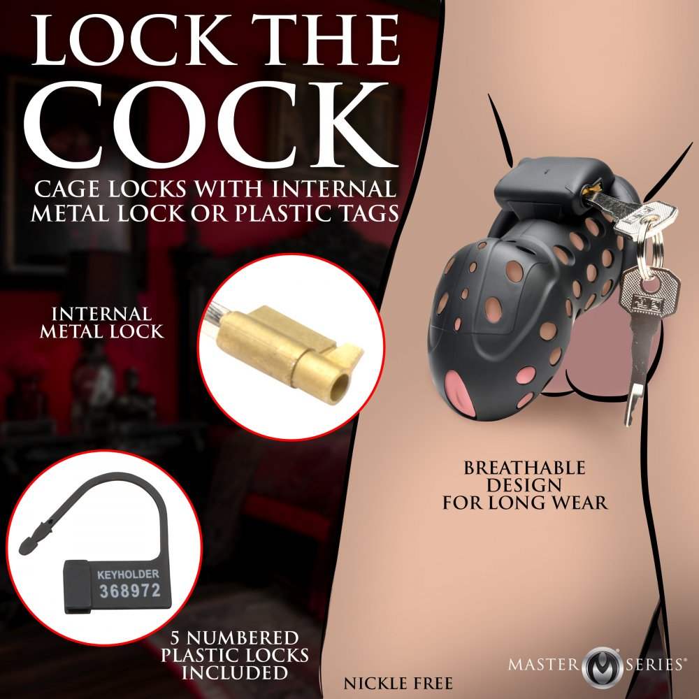 Lock Down Chastity Cock Cage w/ Cum-Thru Tip & Lock