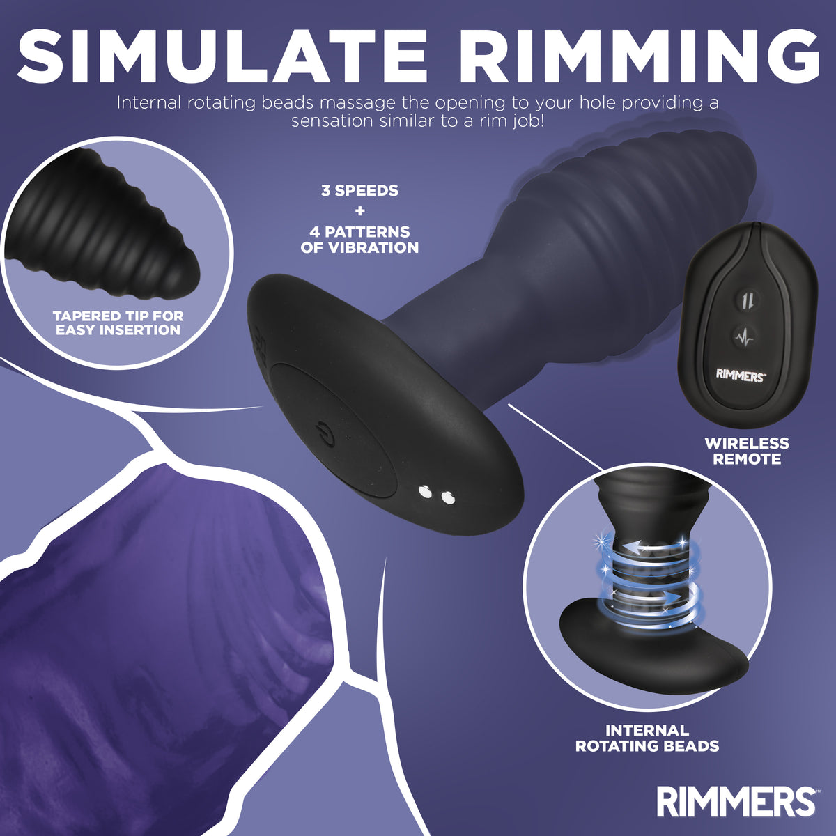 Model-E Vibrating Rimming Silicone Butt Plug with Remote