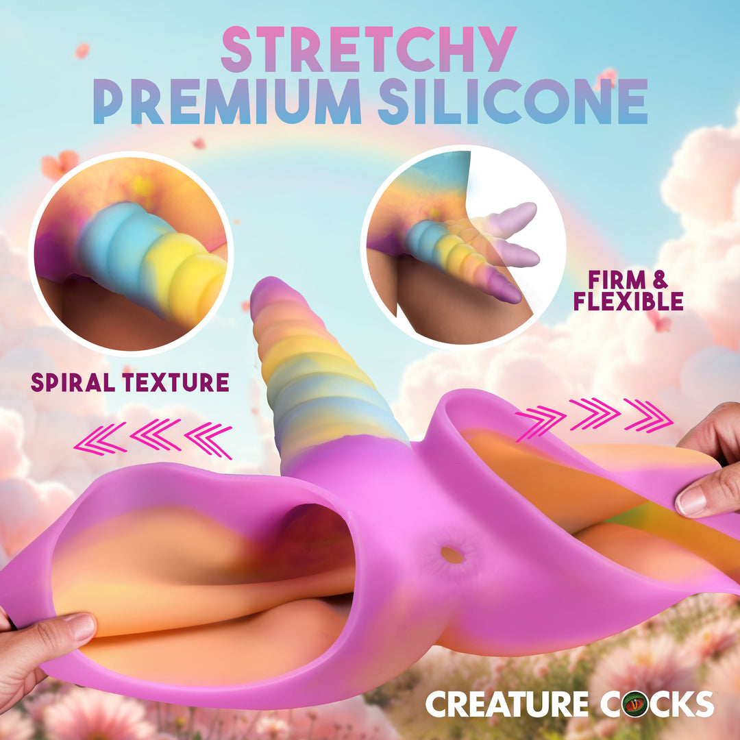 Unicorn Silicone Strap-On Shorts with Horn Dildo